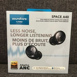 BNIB SOUNDCORE Space A40 Noise Cancelling Wireless Earbuds - Black